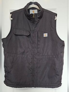 Terramar Fleece Lined Work Vest Brown Canvas Utility Size L Outdoor Gorpcore